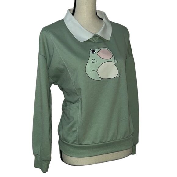 Oversized Women's Frog Pullover Sweatshirt - Picture 2 of 8
